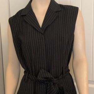 Ellen Tracy Women’s Black Pinstripe Sleeveless Dress Size 14